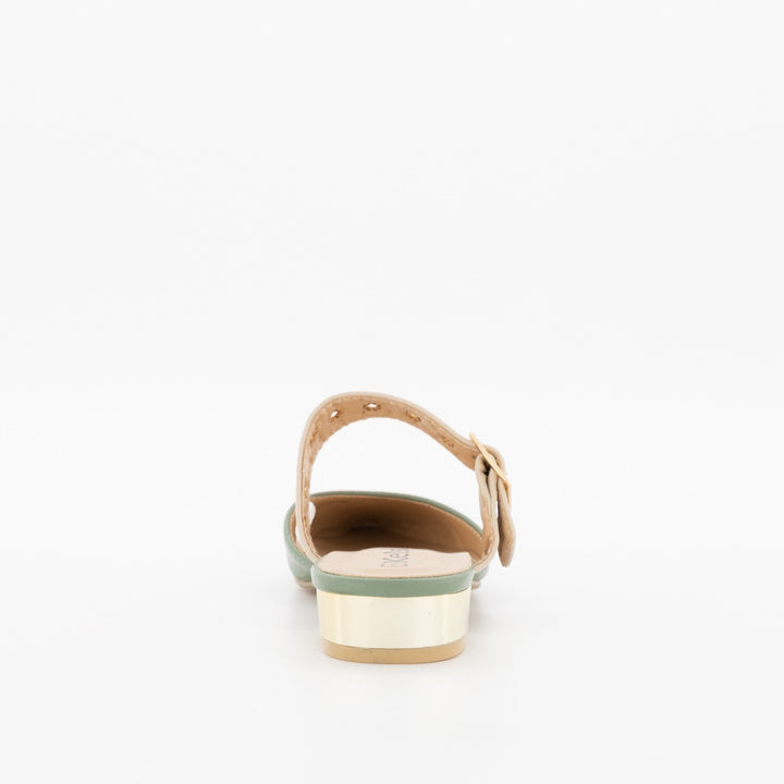 Ladies Pointed Pump On Metal Heel Shoe-Sage