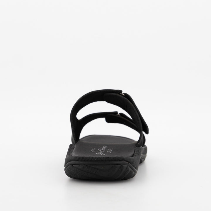 Men's Double Strap Leather Sandal - Black