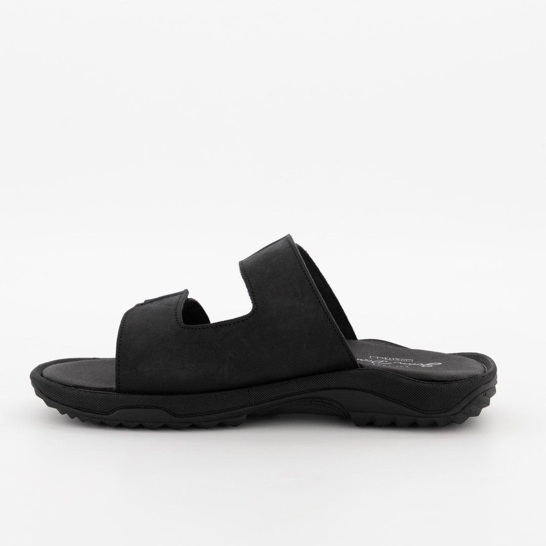 Men's Double Strap Leather Sandal - Black
