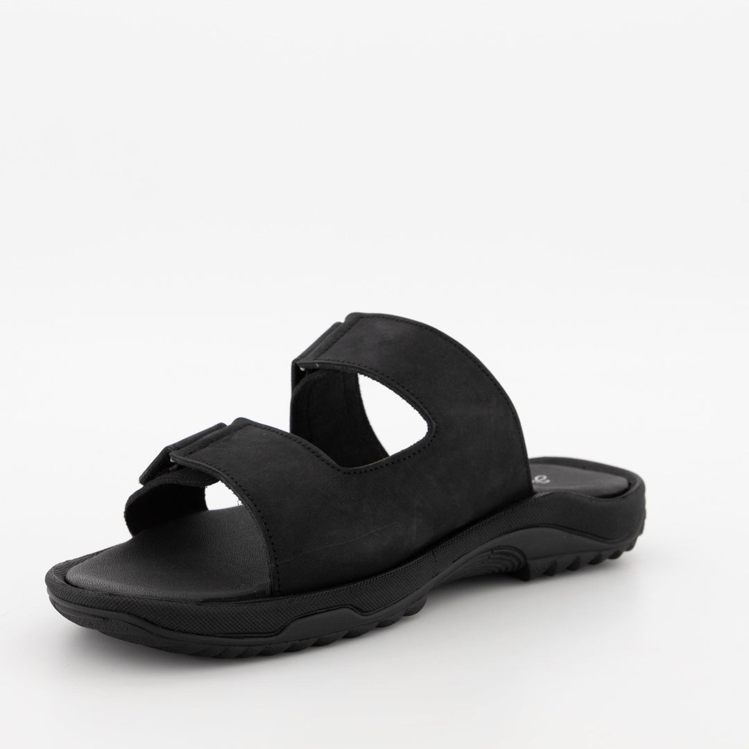 Men's Double Strap Leather Sandal - Black