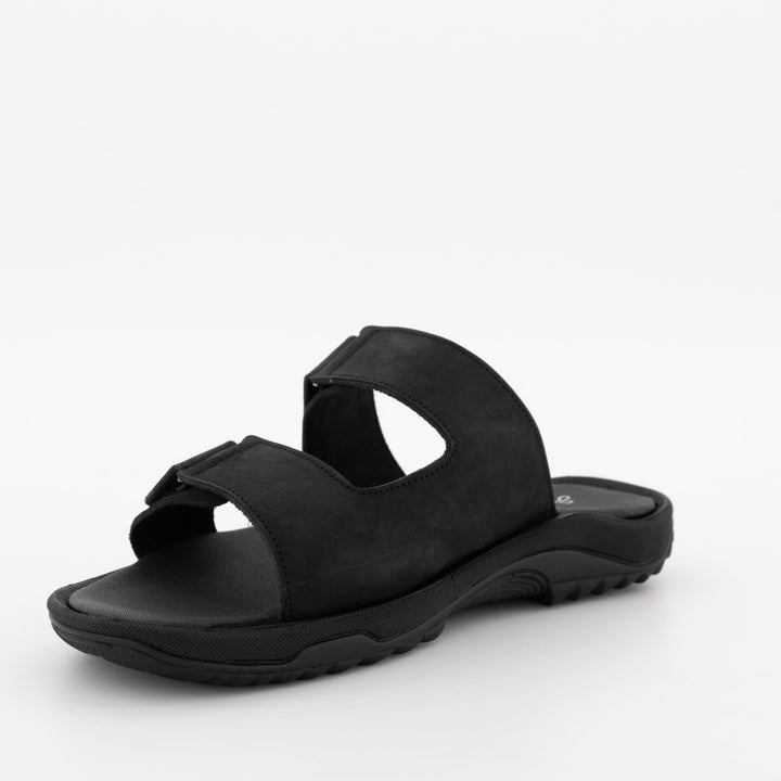 Men's Double Strap Leather Sandal - Black