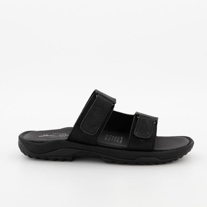 Men's Double Strap Leather Sandal - Black