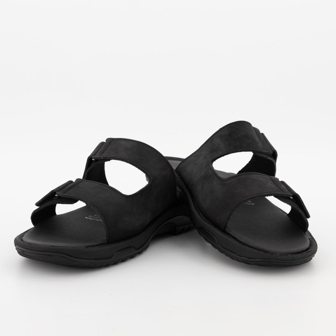 Men's Double Strap Leather Sandal - Black