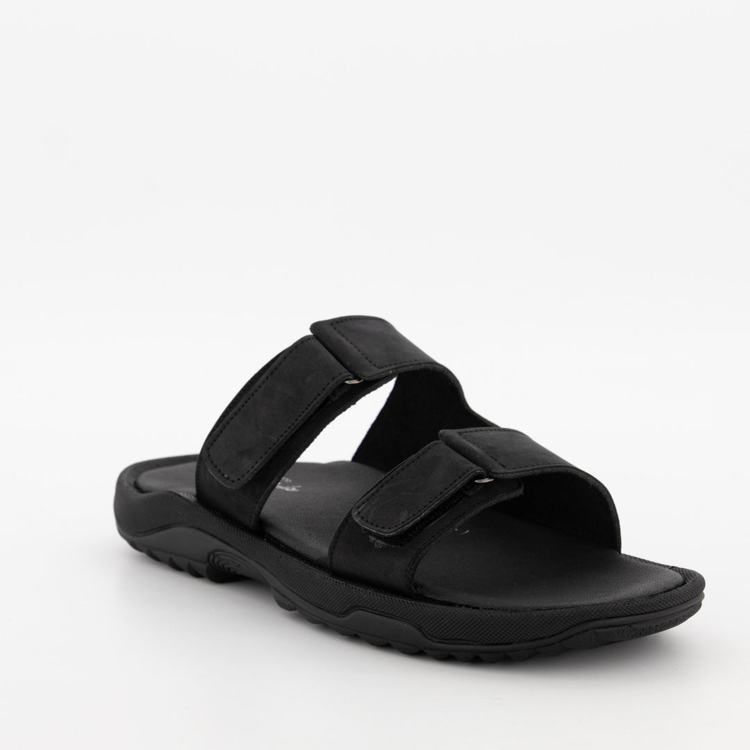 Men's Double Strap Leather Sandal - Black