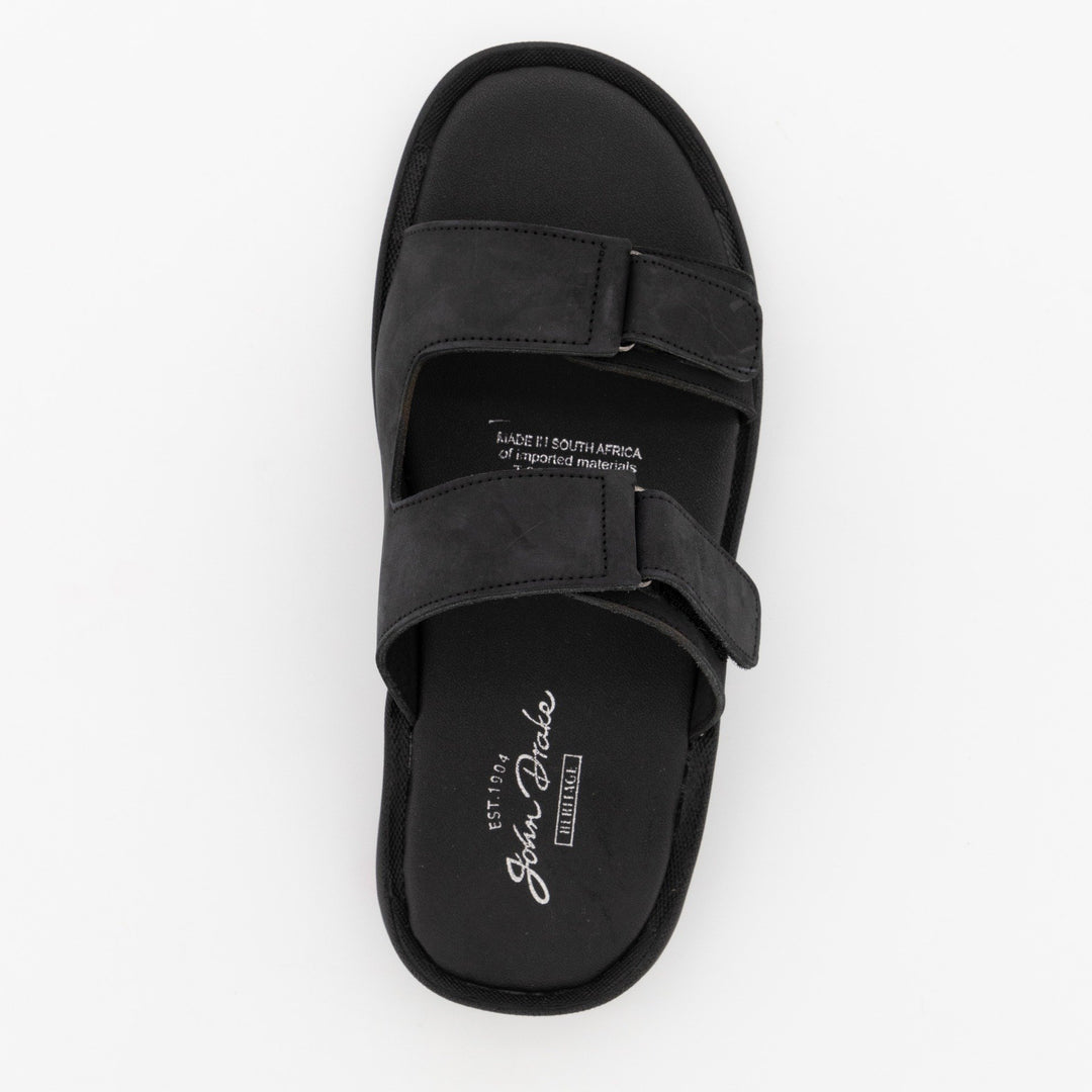 Men's Double Strap Leather Sandal - Black