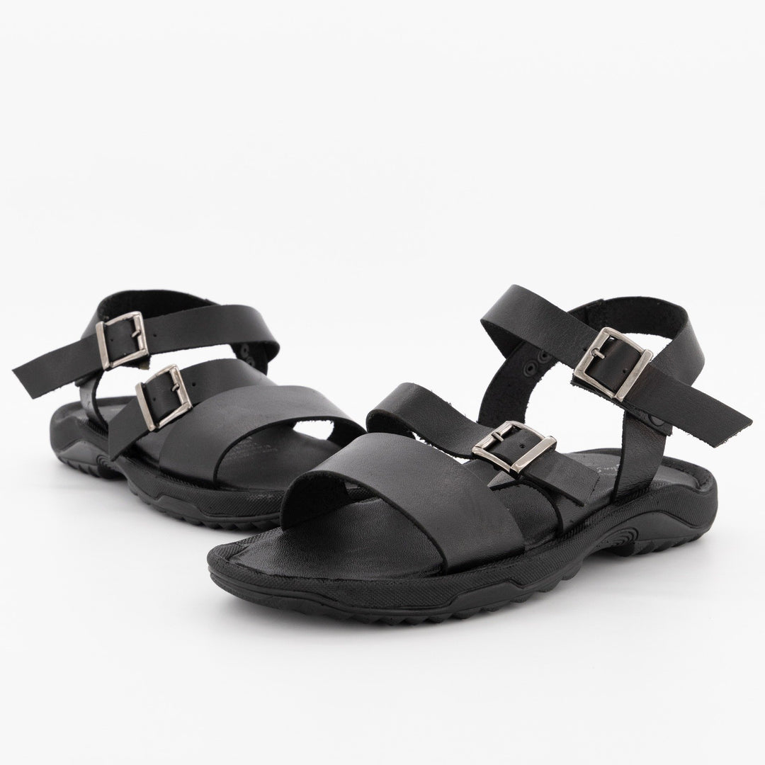 Men's Double Buckle Sandal-Black