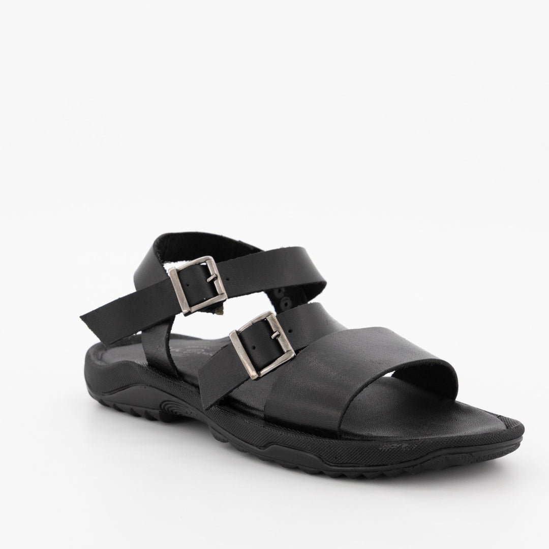 Men's Double Buckle Sandal-Black