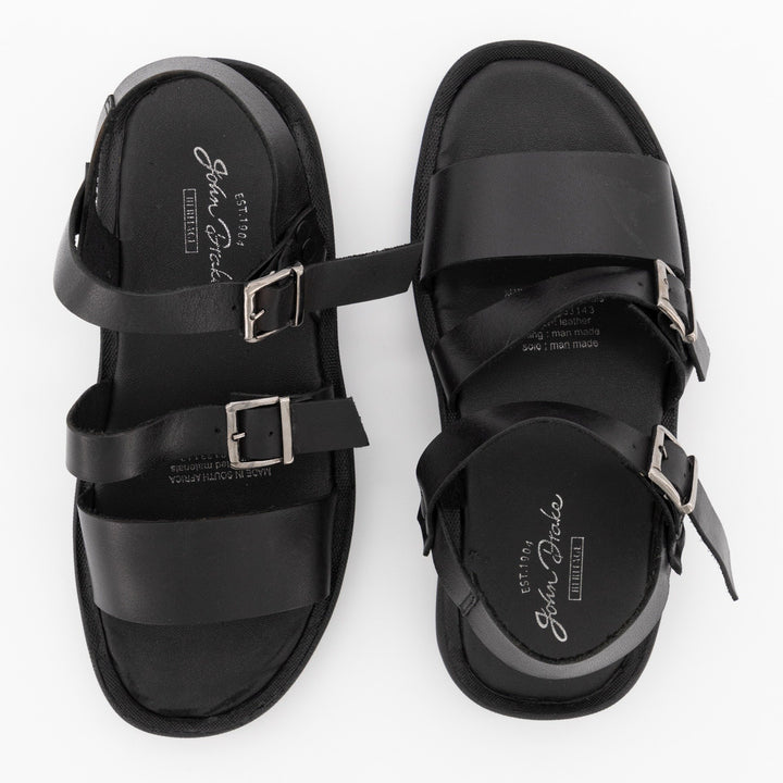 Men's Double Buckle Sandal-Black