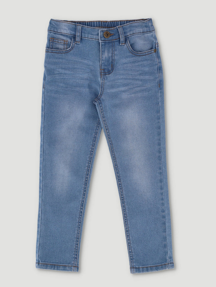Pre- Boys Mid Blue Skinny Crease Denim Jean