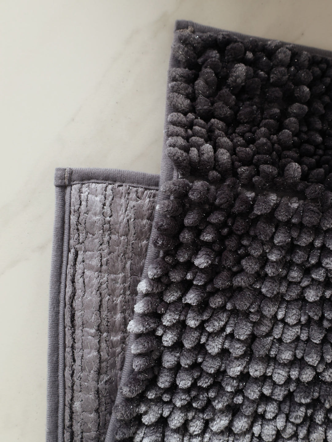 Plush Lurex Bobble Bath Mat - Charcoal