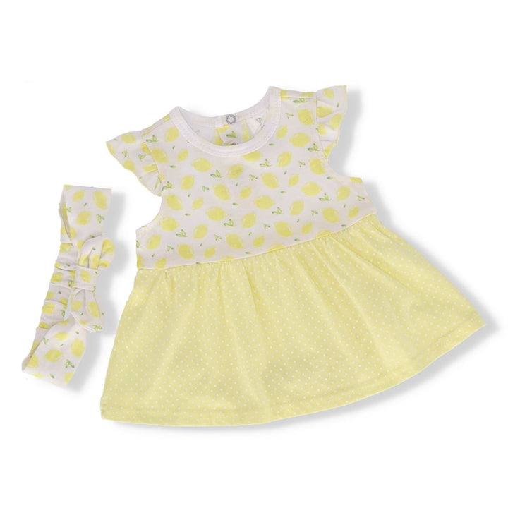 Baby Girls Lemon Spot Dress - Yellow