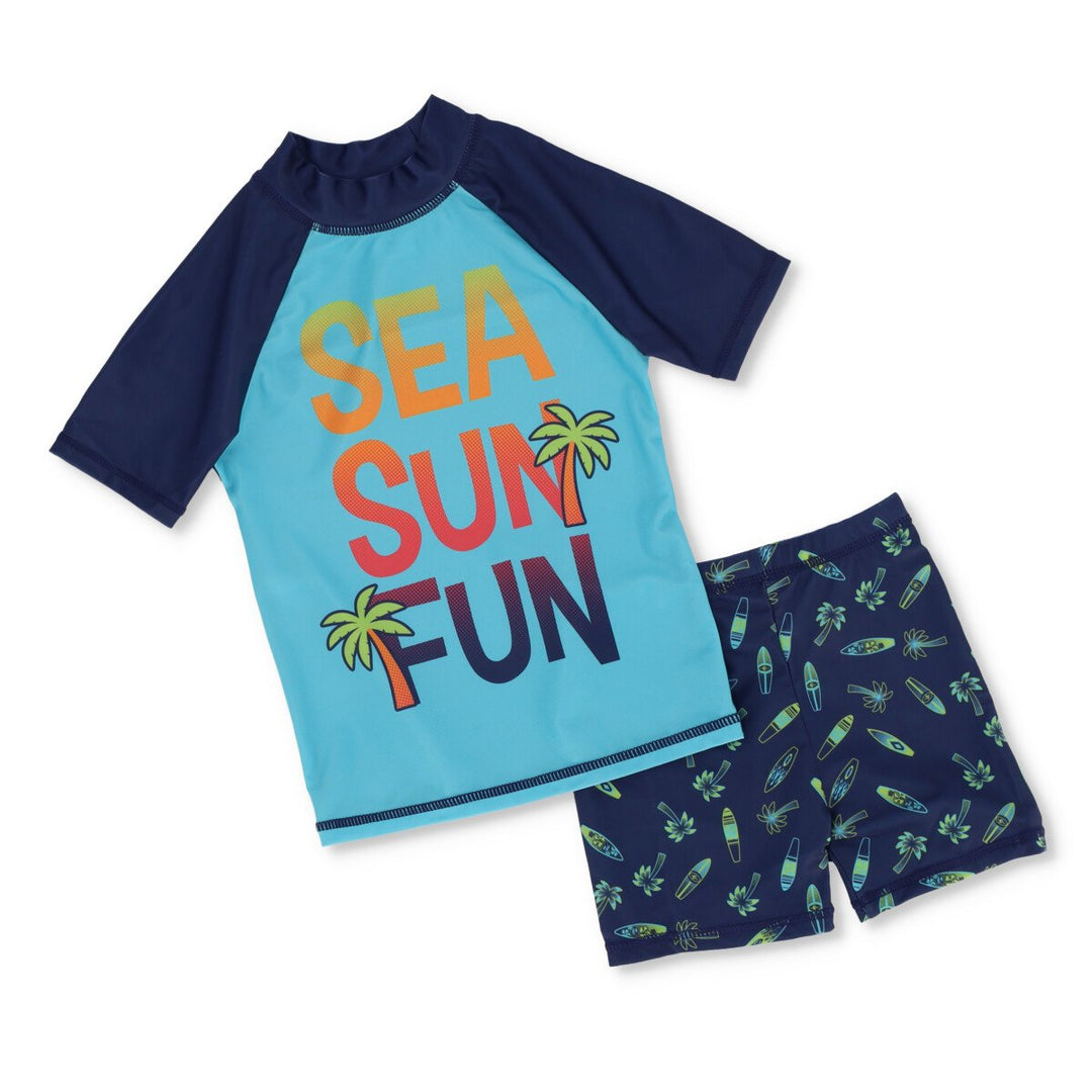 Pre-Boys Rasher And Short Surf Swimwear - Blue