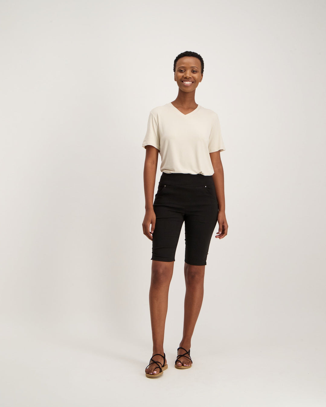 Ladies Pull On Bengaline Short - Black