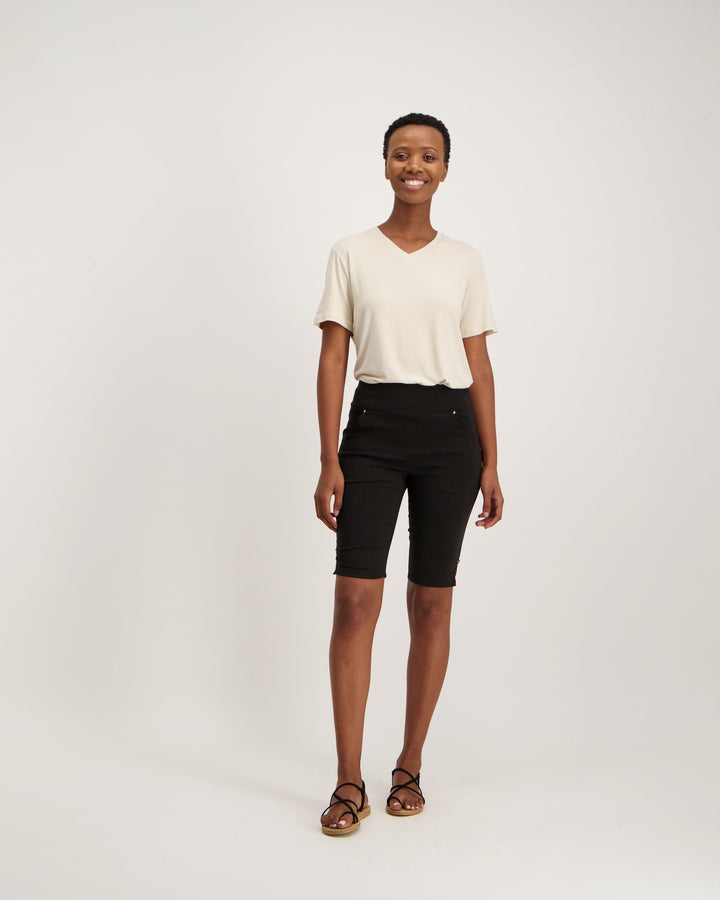 Ladies Pull On Bengaline Short - Black