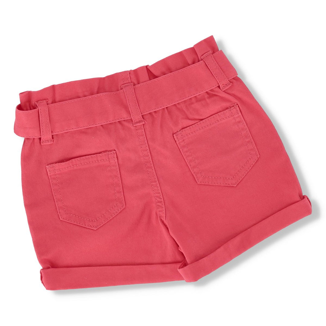 Pre-Girls Twill Paperbag Waist Short - Pink