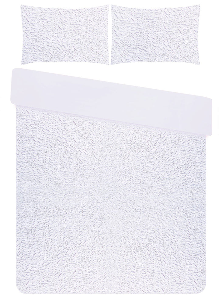 Embossed Textured Duvet Set - White