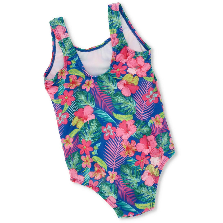 Pre-Girls Foliage Swimsuit - Cobalt