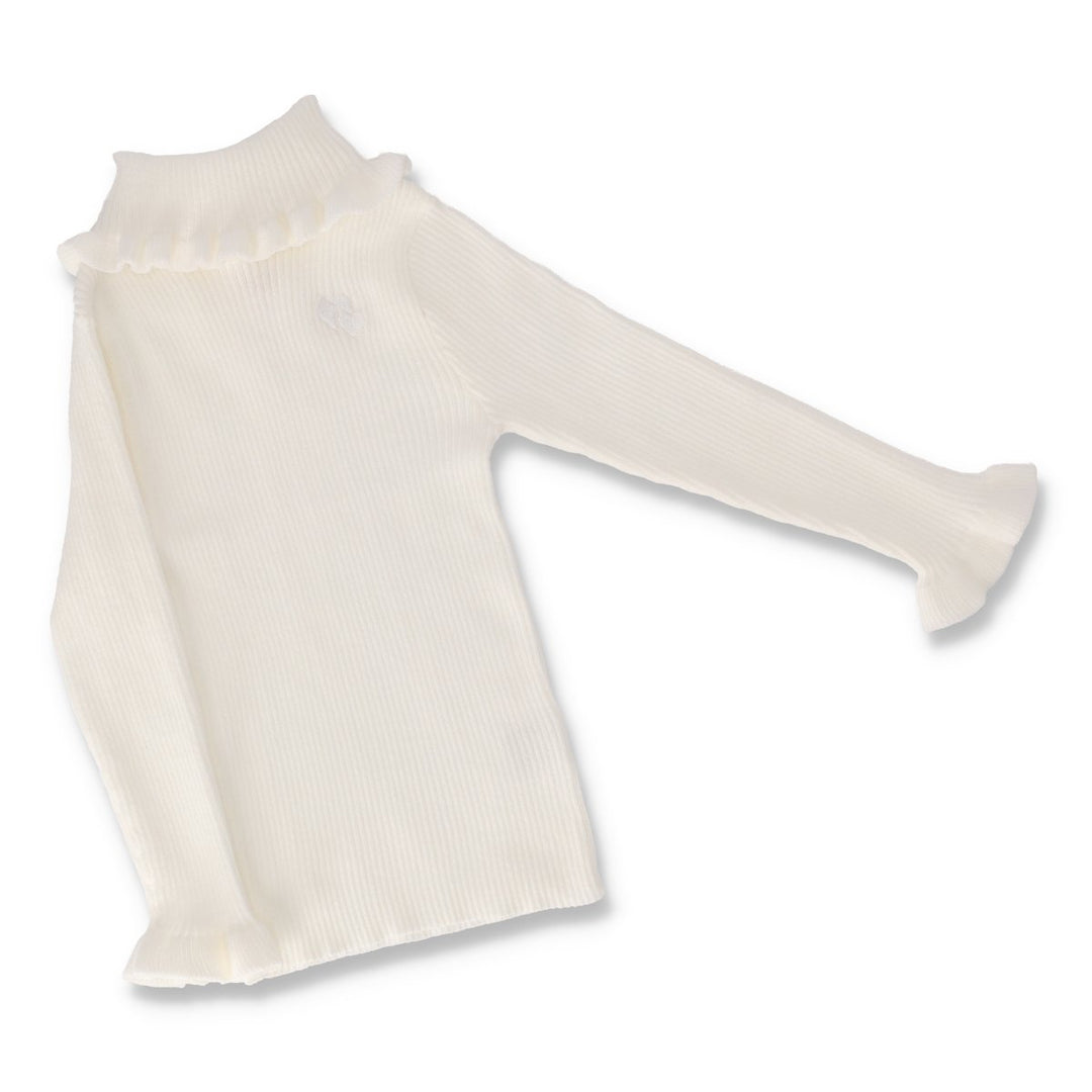 Pre-Girls Ribbed Turtle Neck Top - Cream
