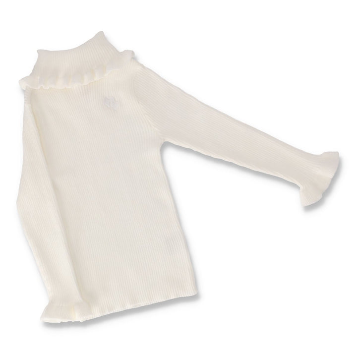 Pre-Girls Ribbed Turtle Neck Top - Cream