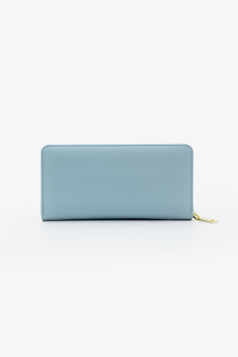 Charlotte Light Text Zip Around Purse - Pale Blue