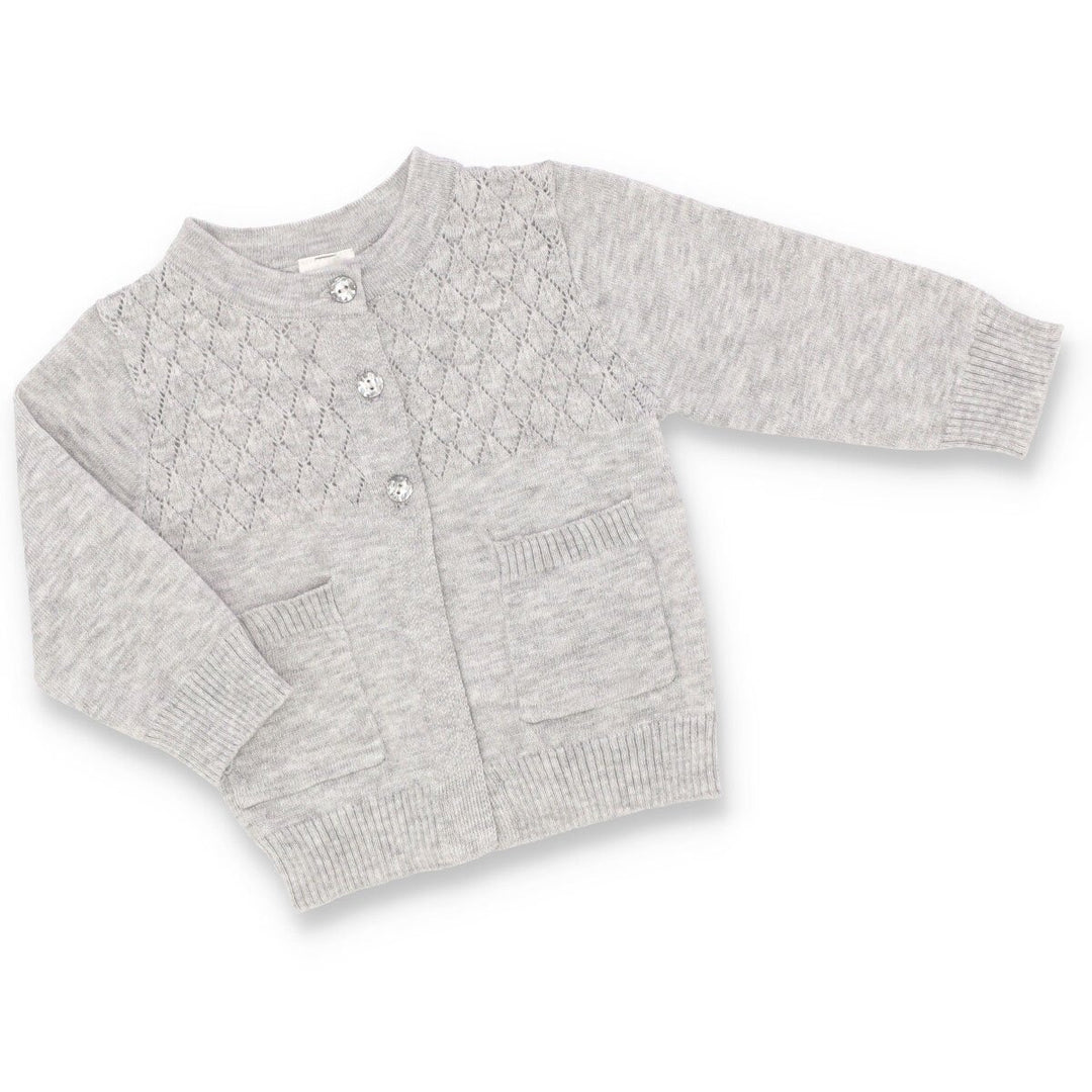 Baby Girls Pointelle Knitwear Cardigan - Grey