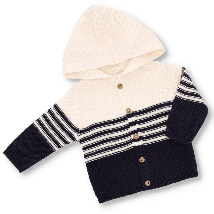 Baby Boys Striped Cardigan - Cream