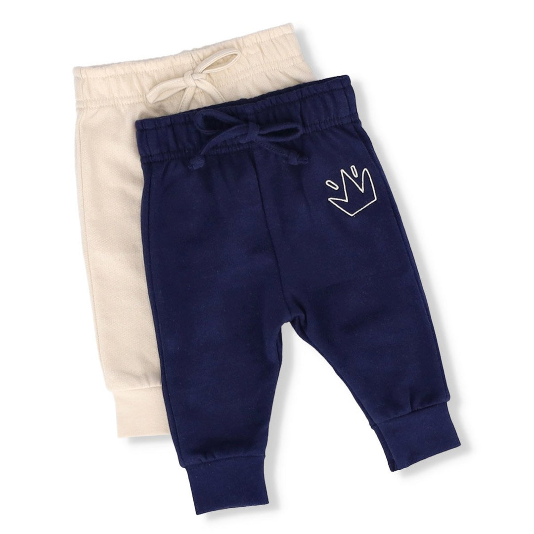 Baby Boys 2 Pack Jogger - Navy/Cream