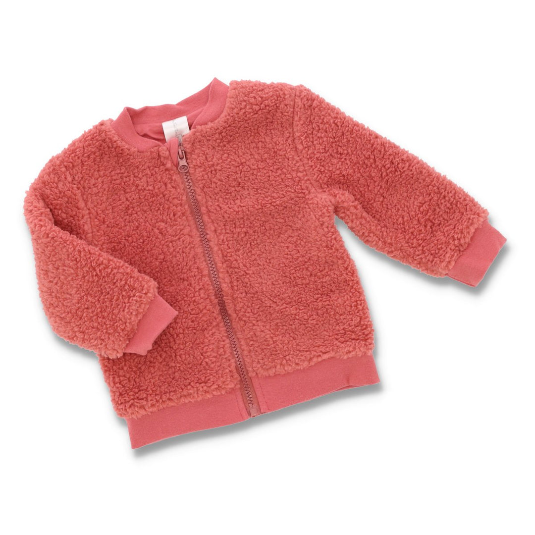 Baby Girls Rose Sherpa Bomber Jacket - Pink