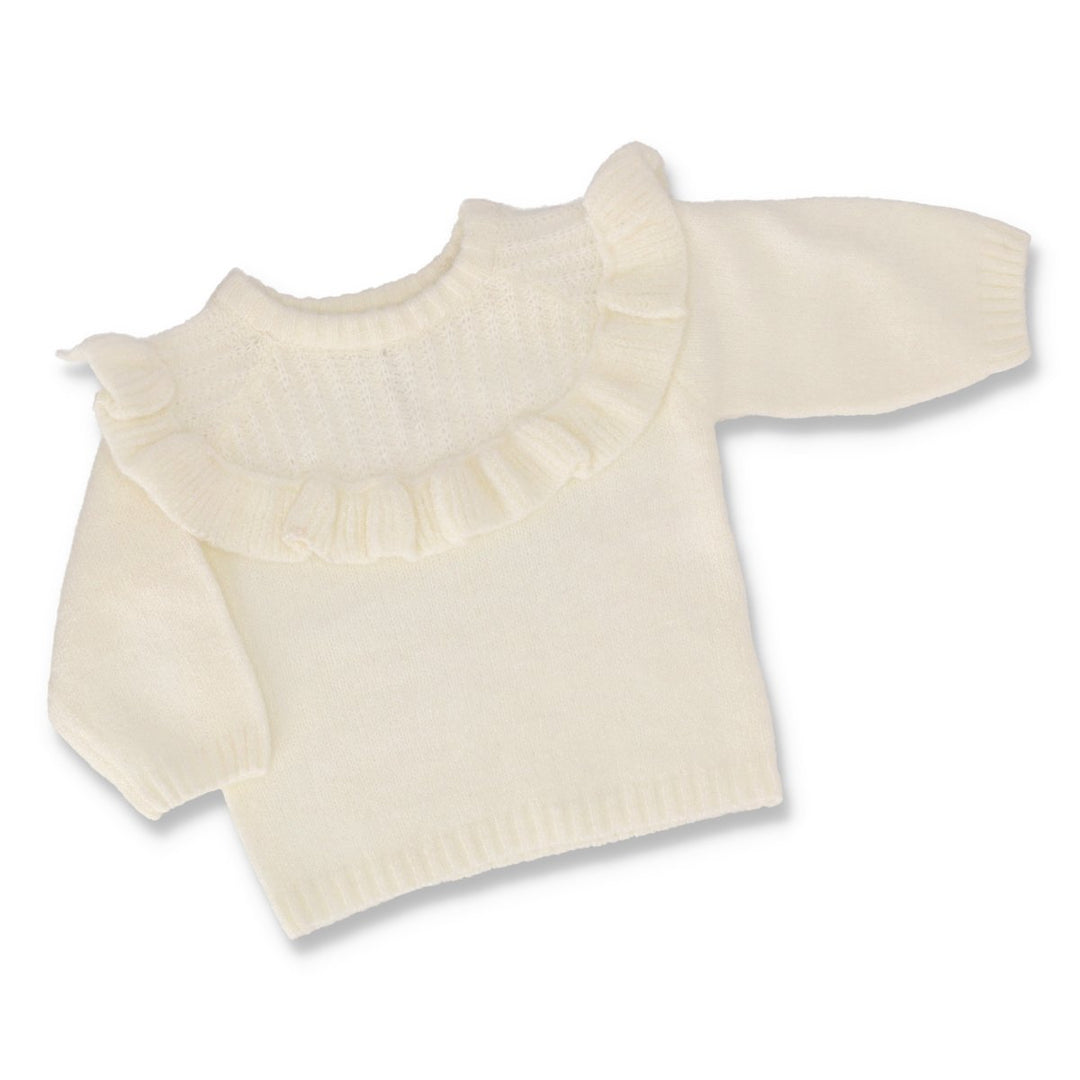 Baby Girls Frill Front Knitwear Jumper - Cream