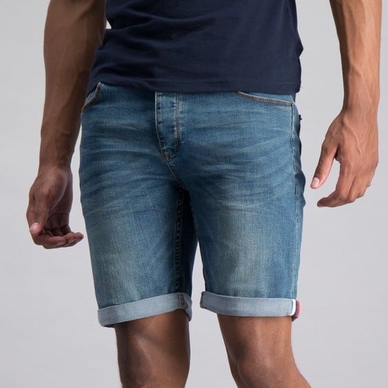 Men's Styled Denim Short - Mid Blue