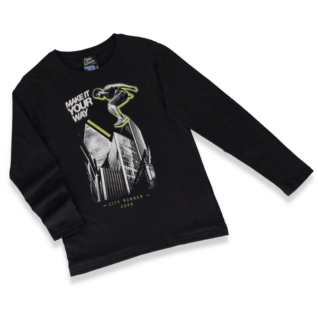 Boys Long Sleeve Jump Tee - Black