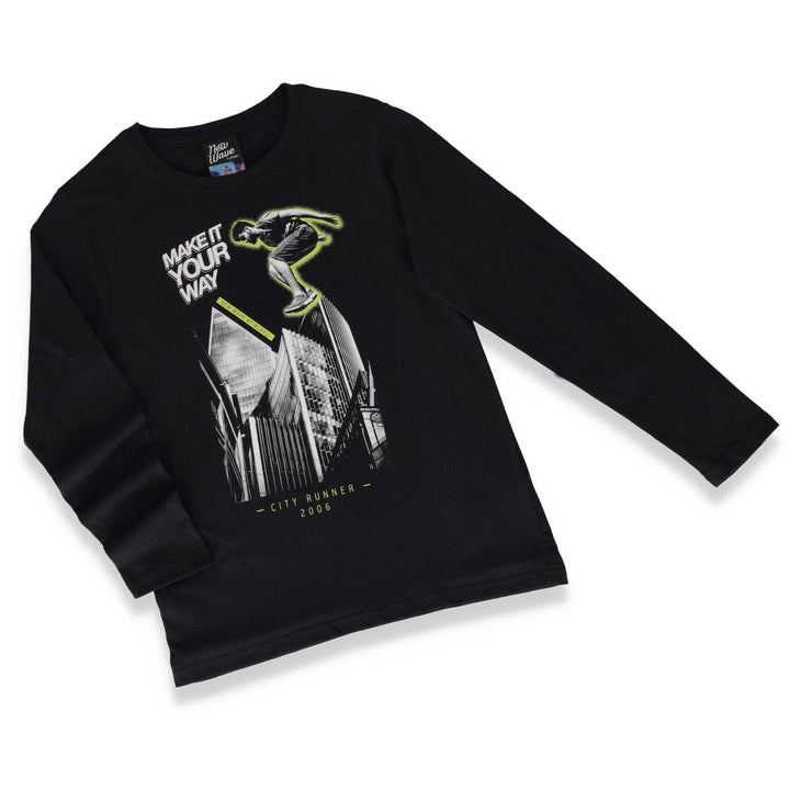 Boys Long Sleeve Jump Tee - Black