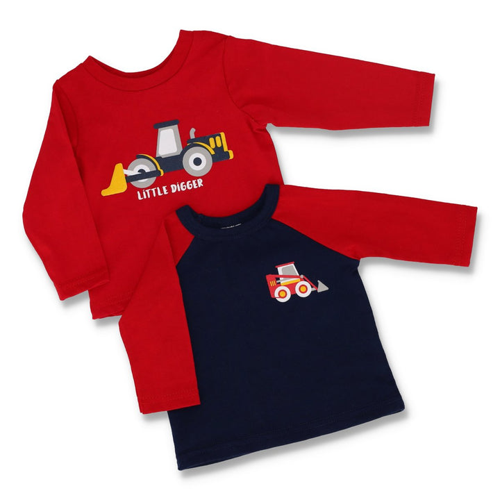 Baby Boys 2 Pack Construction Raglan Tee - Blue