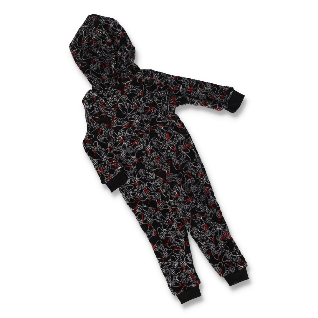 Boys All Over Print Gamer Onesie - Black