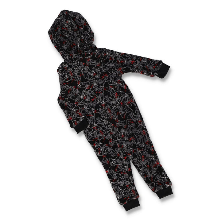 Boys All Over Print Gamer Onesie - Black