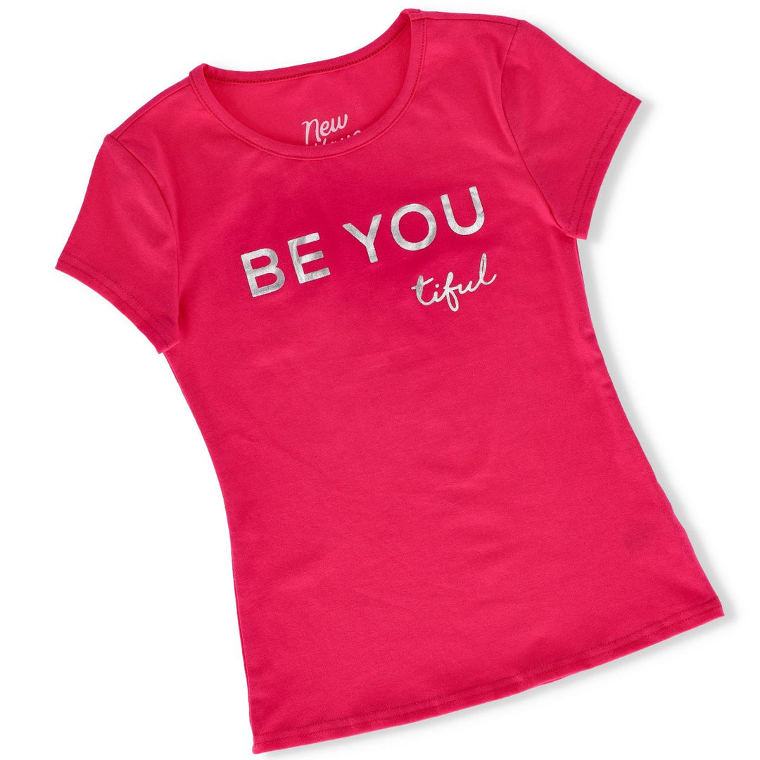 Girls Short Sleeve Printed Tee - Cerise