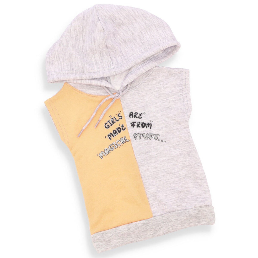 Pre-Girls Colour Block Sleeveless Hoodie - Peach