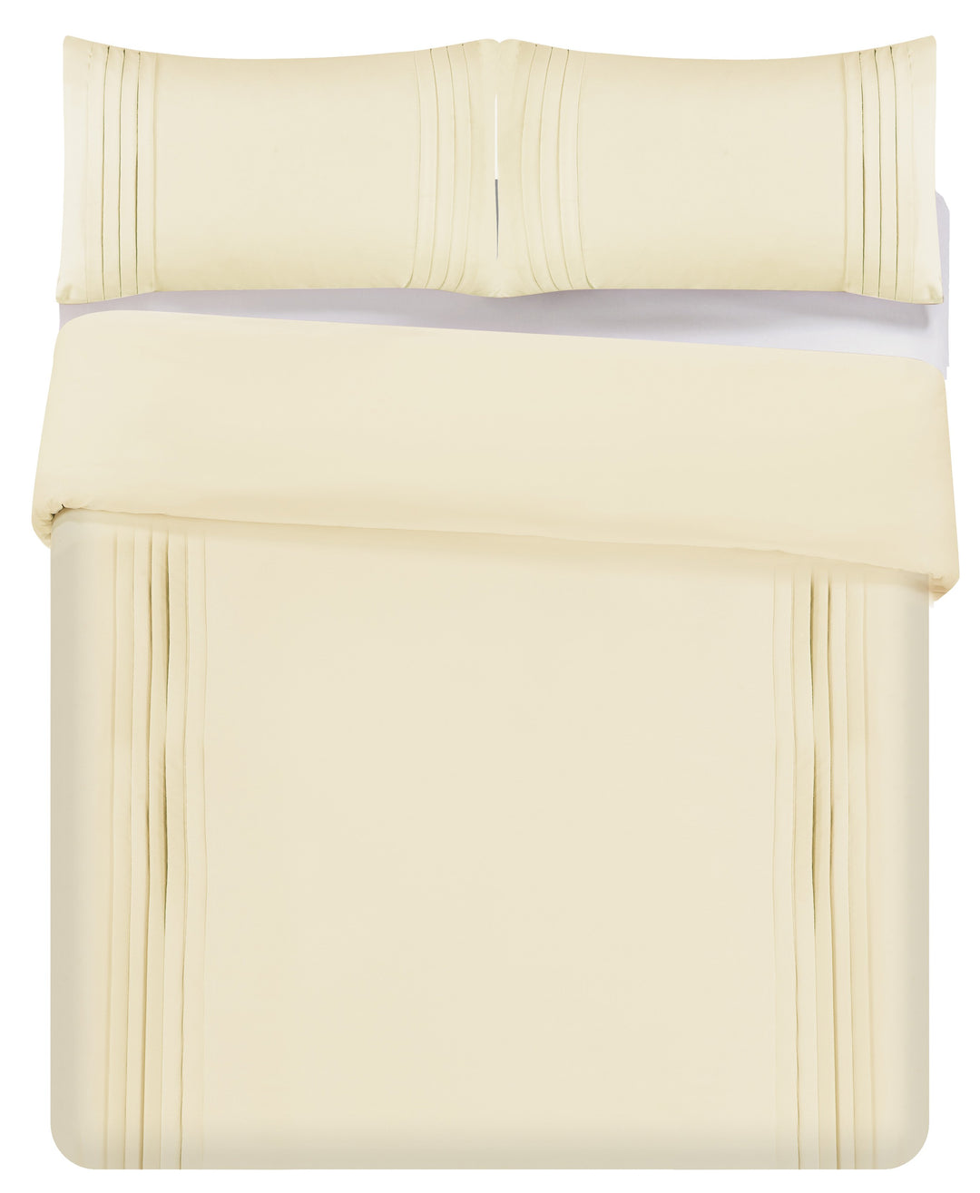 Pleated Border Super Soft Duvet Set - Cream