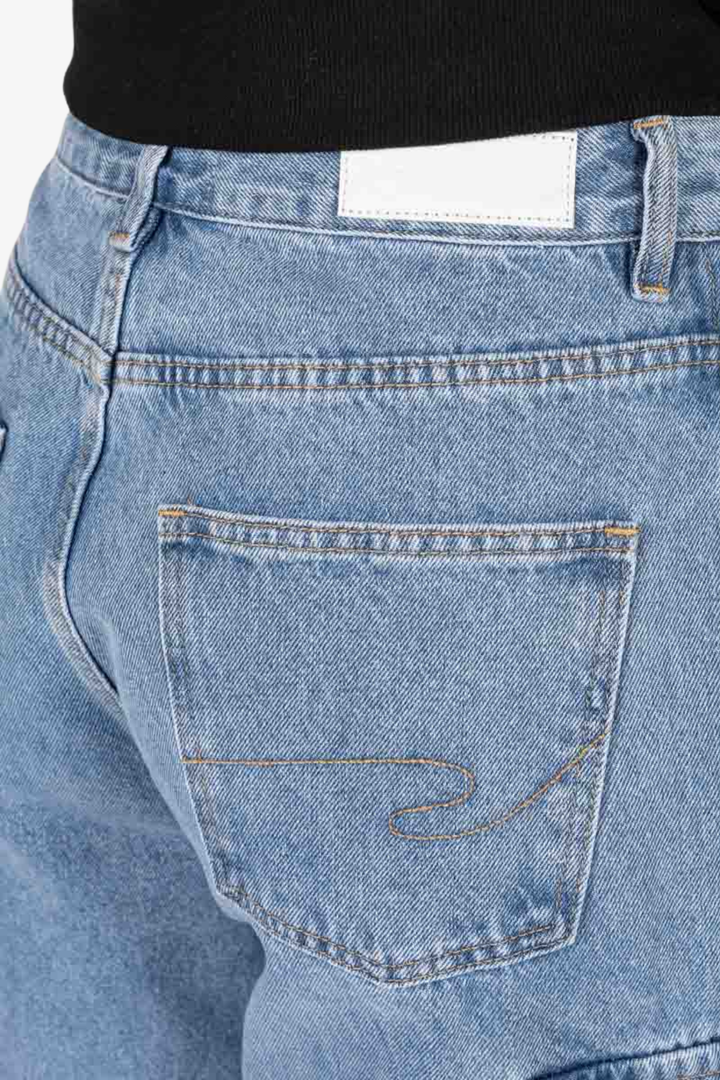 Wideleg Cargo Denim - Light Indigo