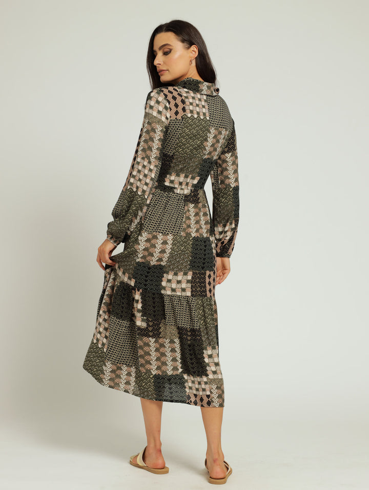 Button Down Shirt Dress - Fatigue