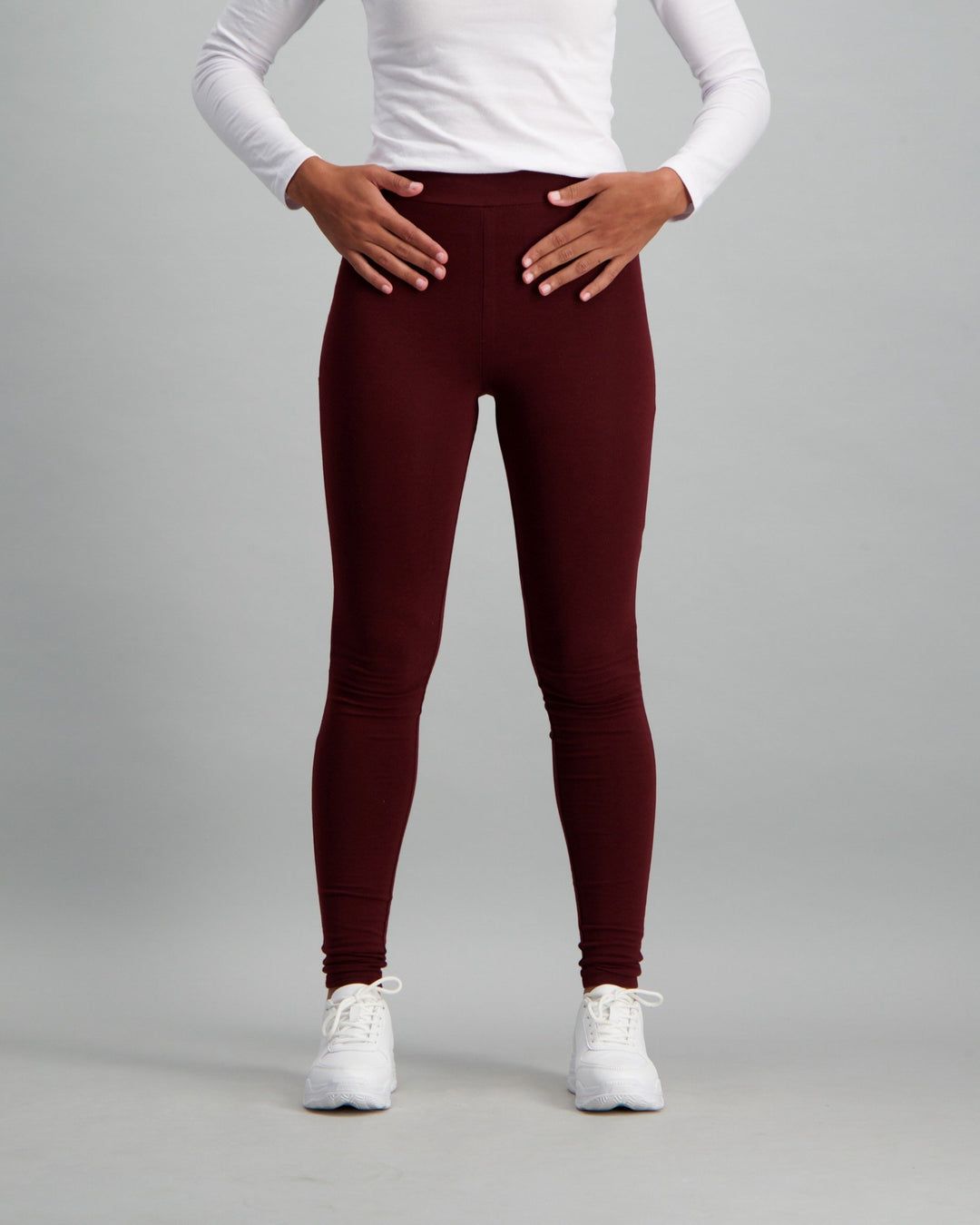 Ladies High Waisted Jegging - Burgundy