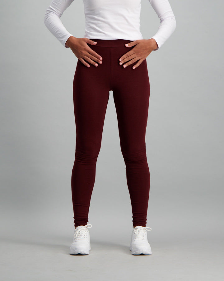 Ladies High Waisted Jegging - Burgundy