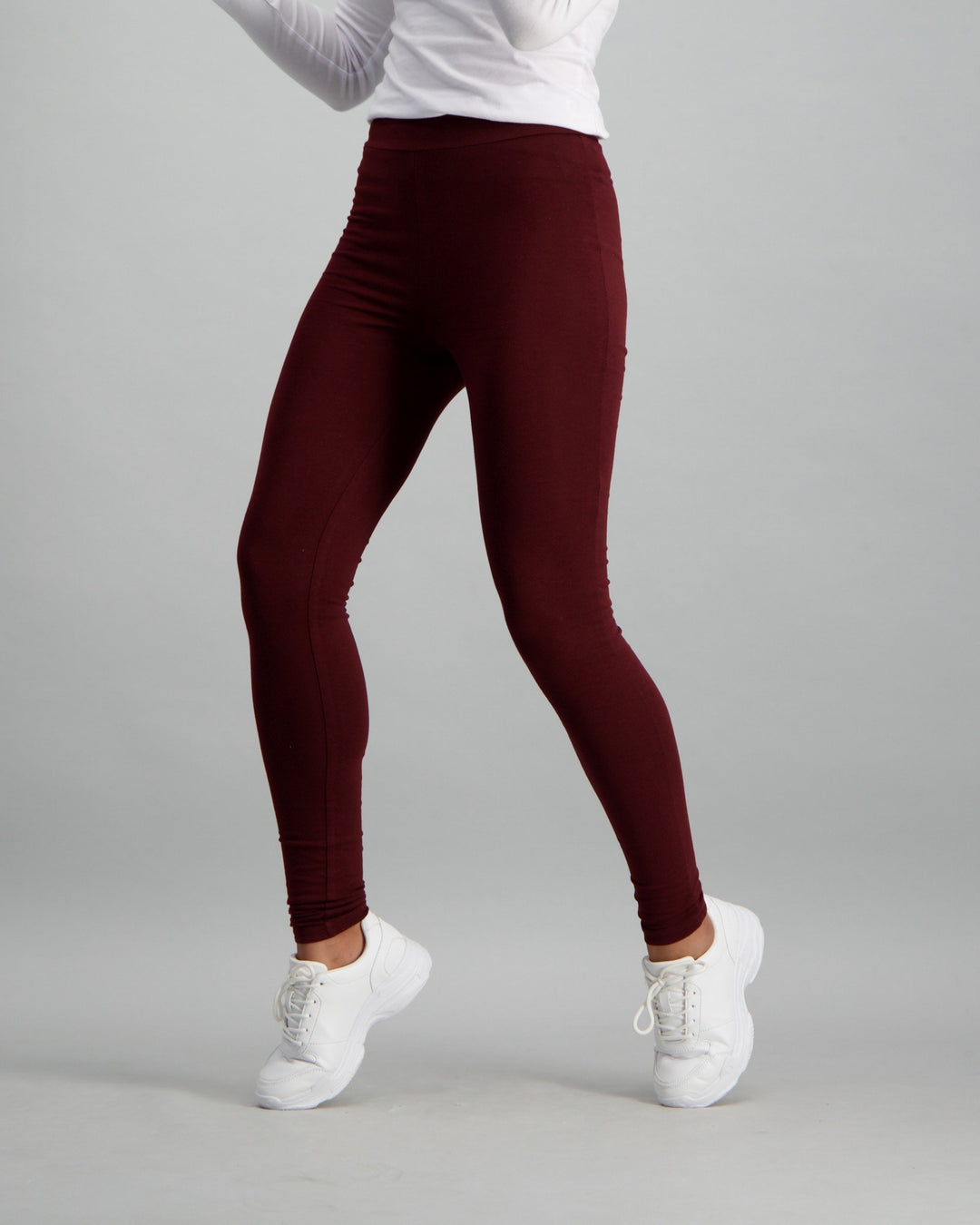 Ladies High Waisted Jegging - Burgundy