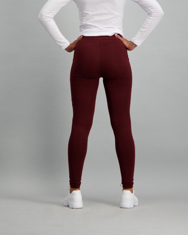 Ladies High Waisted Jegging - Burgundy