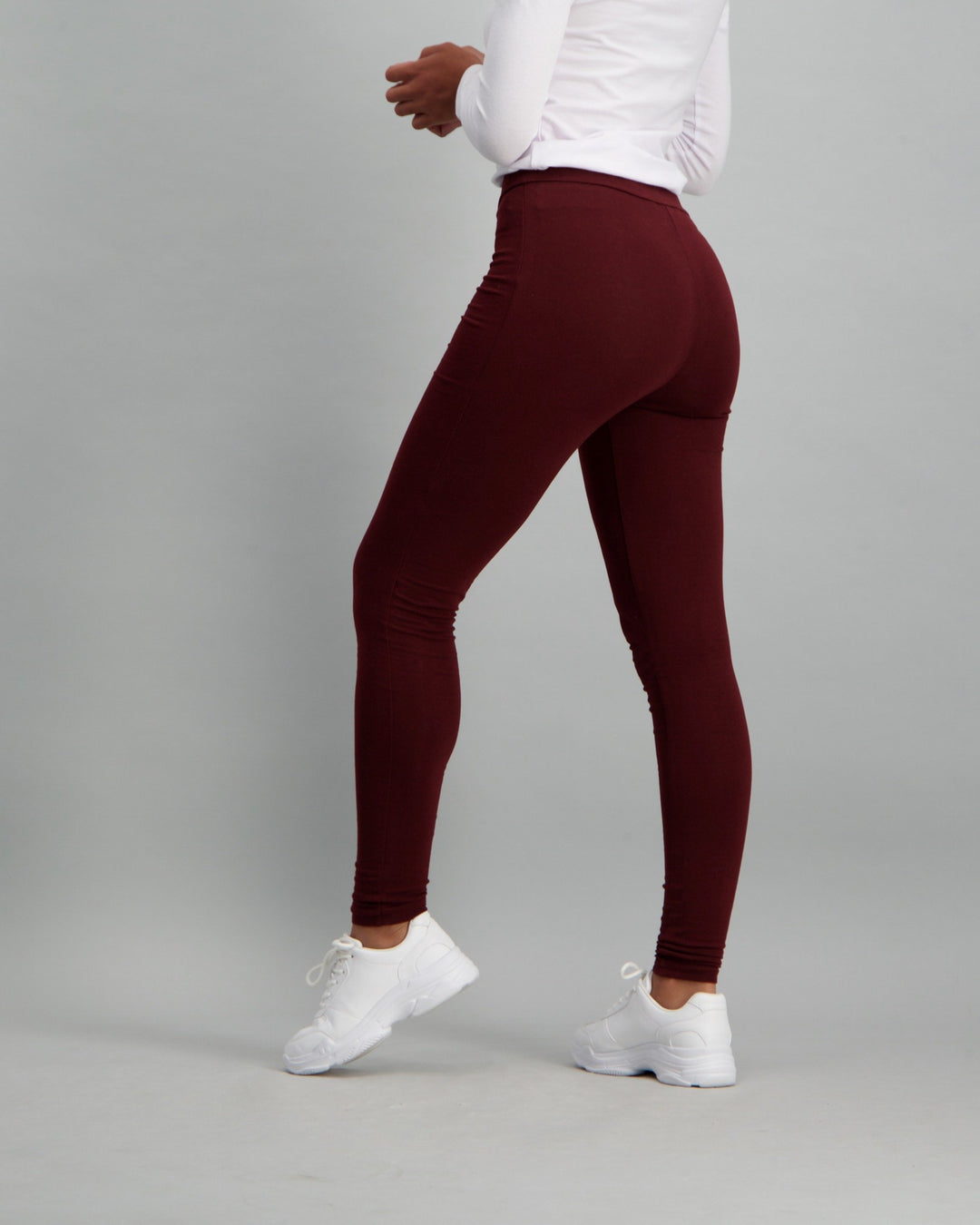 Ladies High Waisted Jegging - Burgundy
