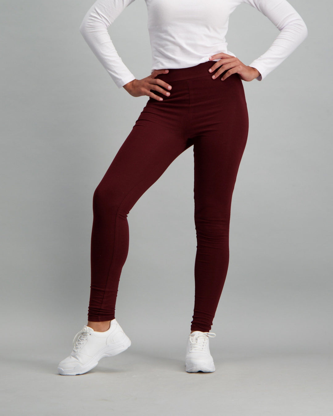 Ladies High Waisted Jegging - Burgundy