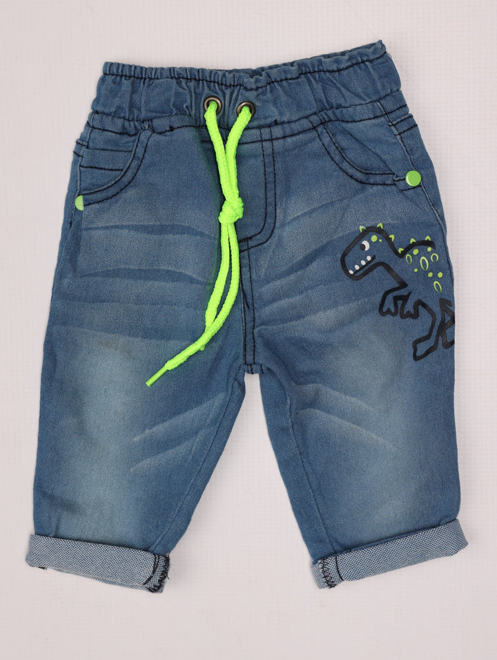 Baby Boy Light Wash Slim Leg Denim Jean - Dinosaur Print