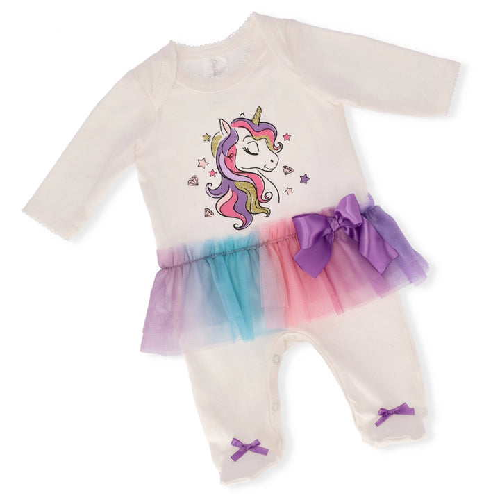 Baby Girls Rainbow Tutu Sleepsuit - Cream