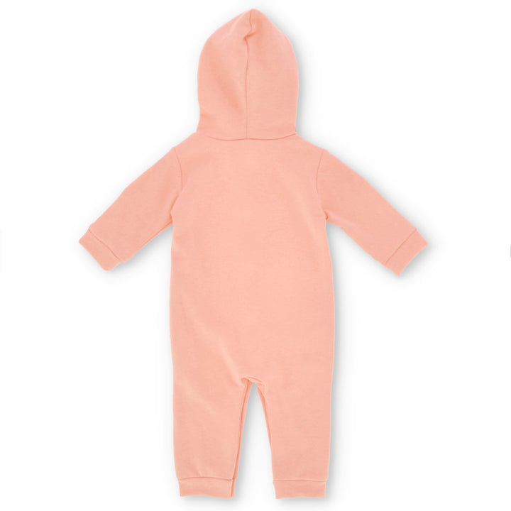 Baby Girls Hooded Fleece Sleepsuit - Mid Pink