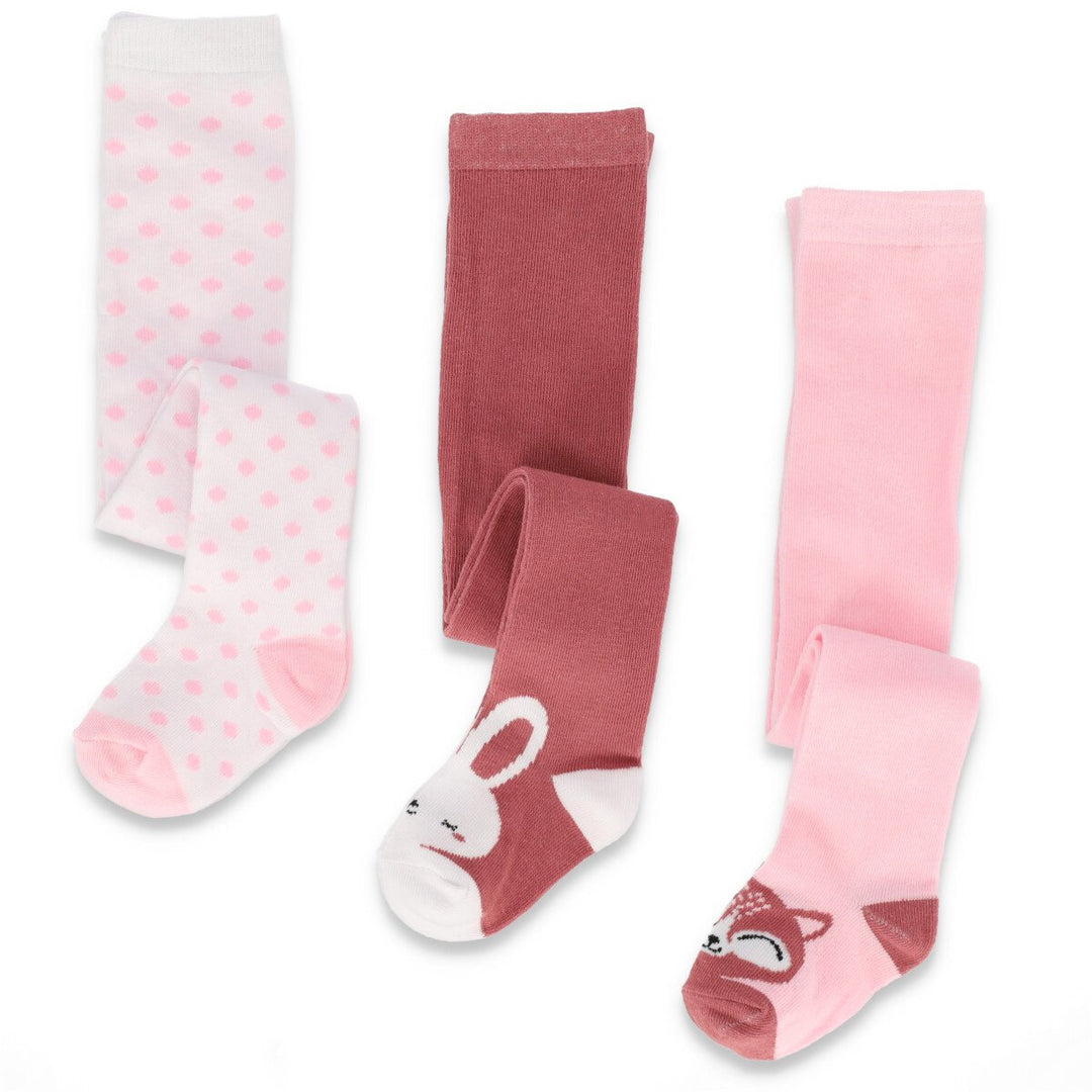 Baby Girls 3 Pack Faces Hosiery - Pink